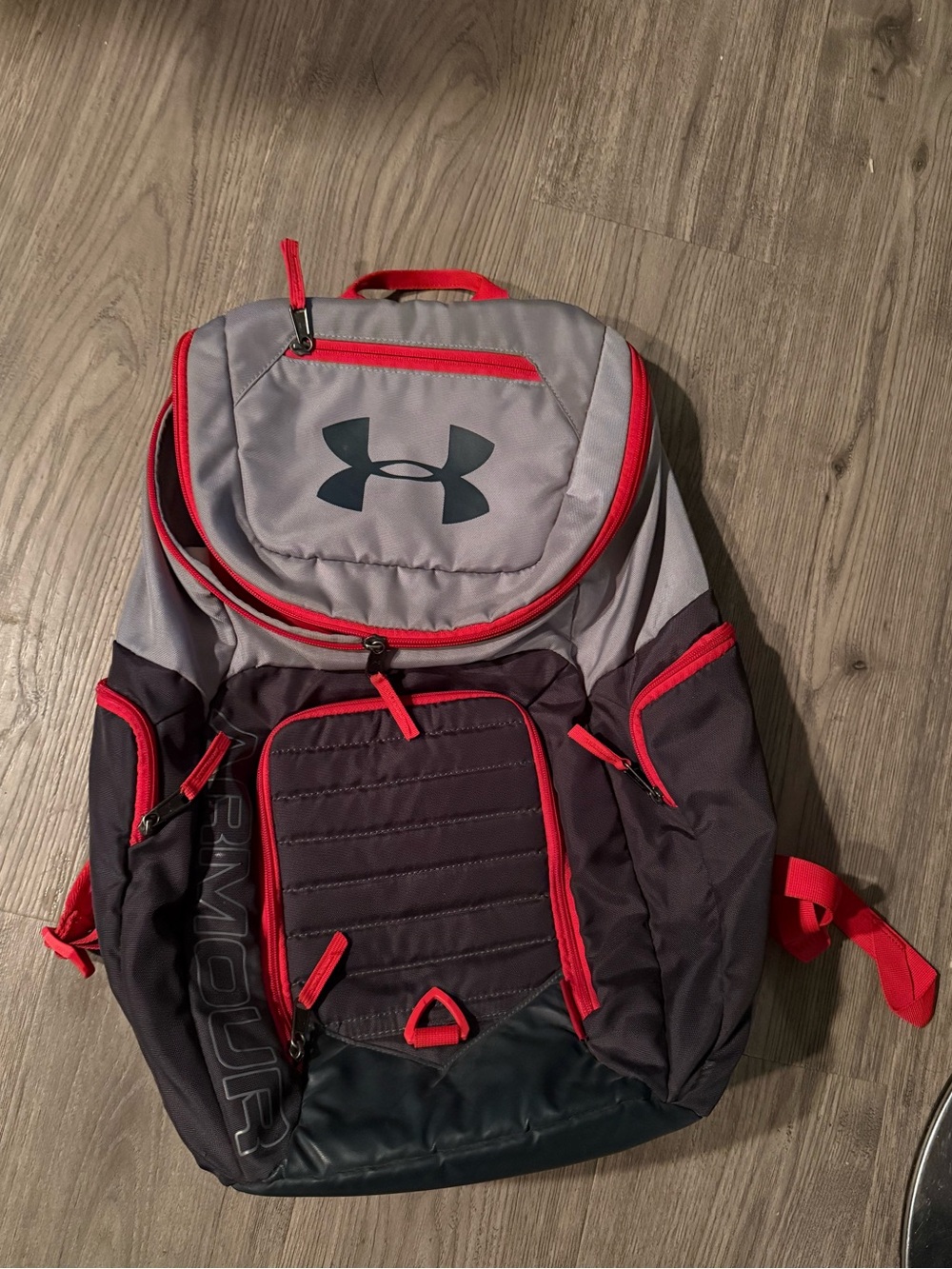 Under Armour Gray and Red Men's Backpack with Logo